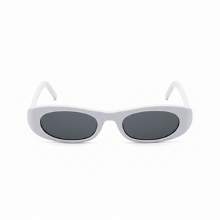 Lunette de soleil OVALE EN ACÉTATE BLANC BRILLANT – UV400 • gris polarisés
