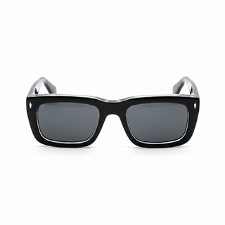 Lunette de soleil CARRÉE EN ACÉTATE NOIR BRILLANT – UV400 • gris polarisés