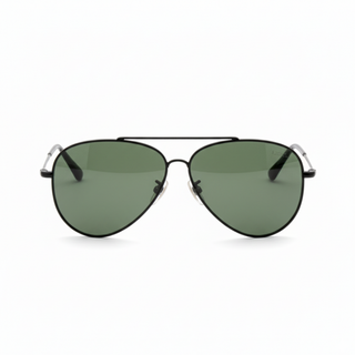 Lunette de soleil AVIATOR EN MÉTAL NOIR MAT – UV400 • nylon verts polarisés