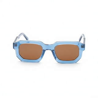 Lunette de soleil CARRÉE EN ACÉTATE BLEU AZUR TRANSLUCIDE – UV400 • nylon cuivré ambré polarisés
