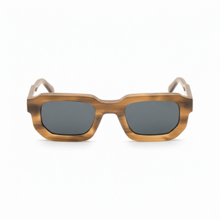 Lunette de soleil RECTANGULAIRE EN ACÉTATE MIEL MAT – UV400 • polarisés gris foncé