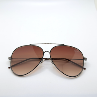 Lunette de soleil AVIATOR EN MÉTAL GRIS ANTHRACITE SATINÉ – UV400 • nylon dégradés brun clair