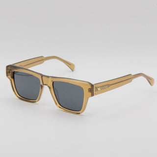 Lunette de soleil CARRÉE EN ACÉTATE AMBRE TRANSLUCIDE DORÉ – UV400 • gris polarisés